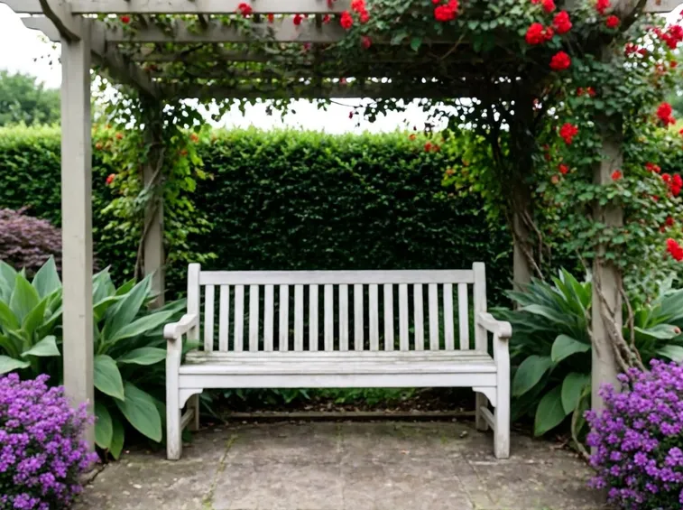 Panchina in giardino progettato all'inglese
