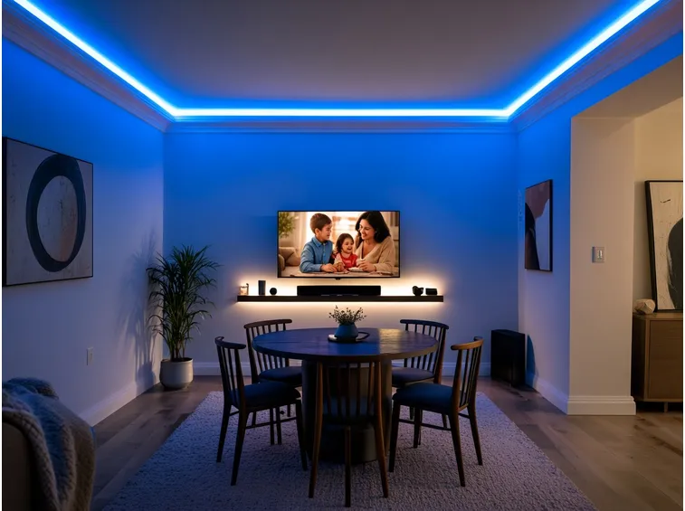 Soggiorno con strisce led