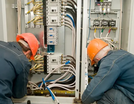 Tecnici a lavoro su un impianto elettrico