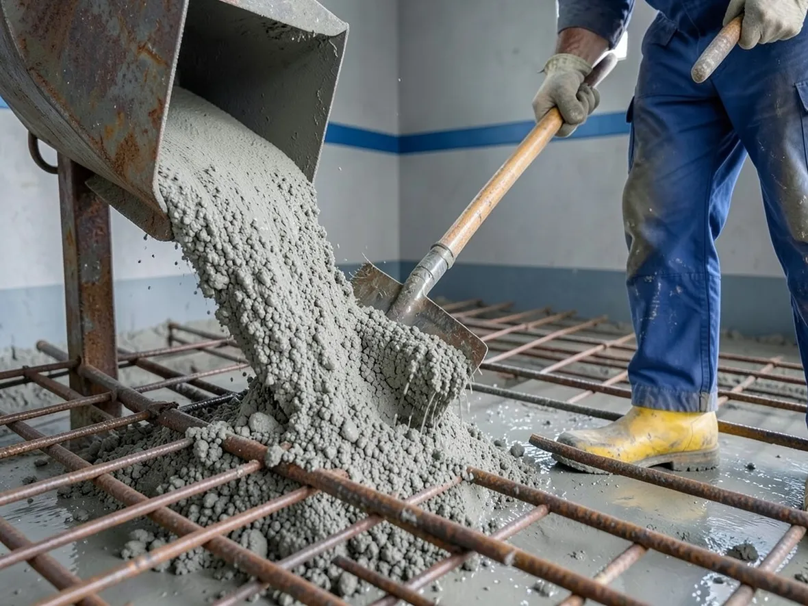Gettata di calcestruzzo per edilizia