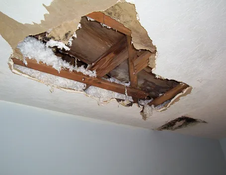 Soffitto parzialmente danneggiato
