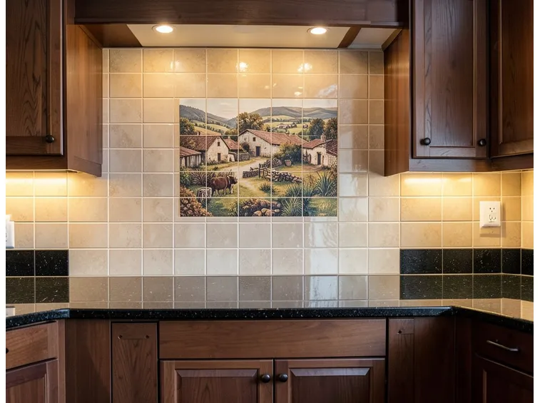 Mattonelle cucina con decoro