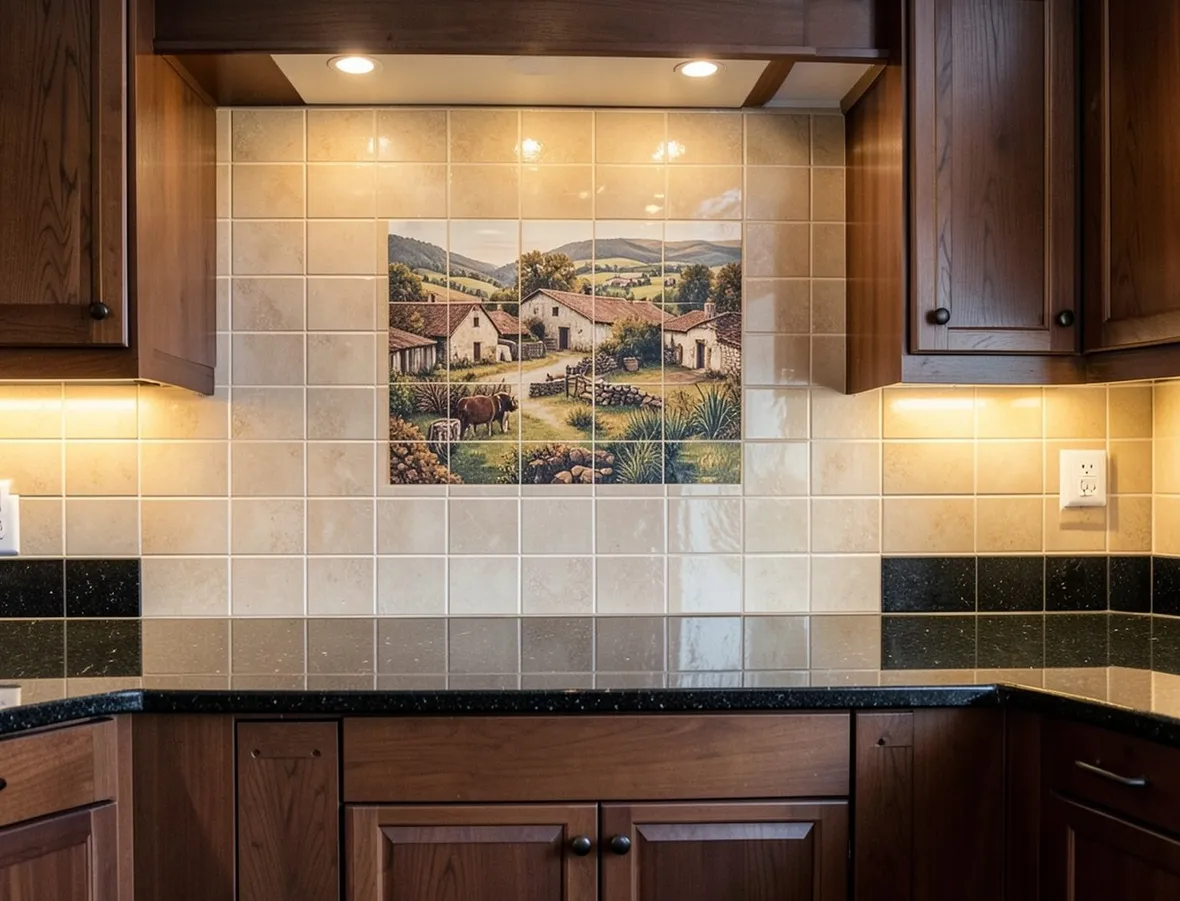 Mattonelle cucina con decoro