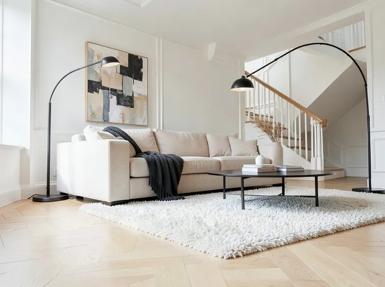 salotto con parquet rovere sbiancato
