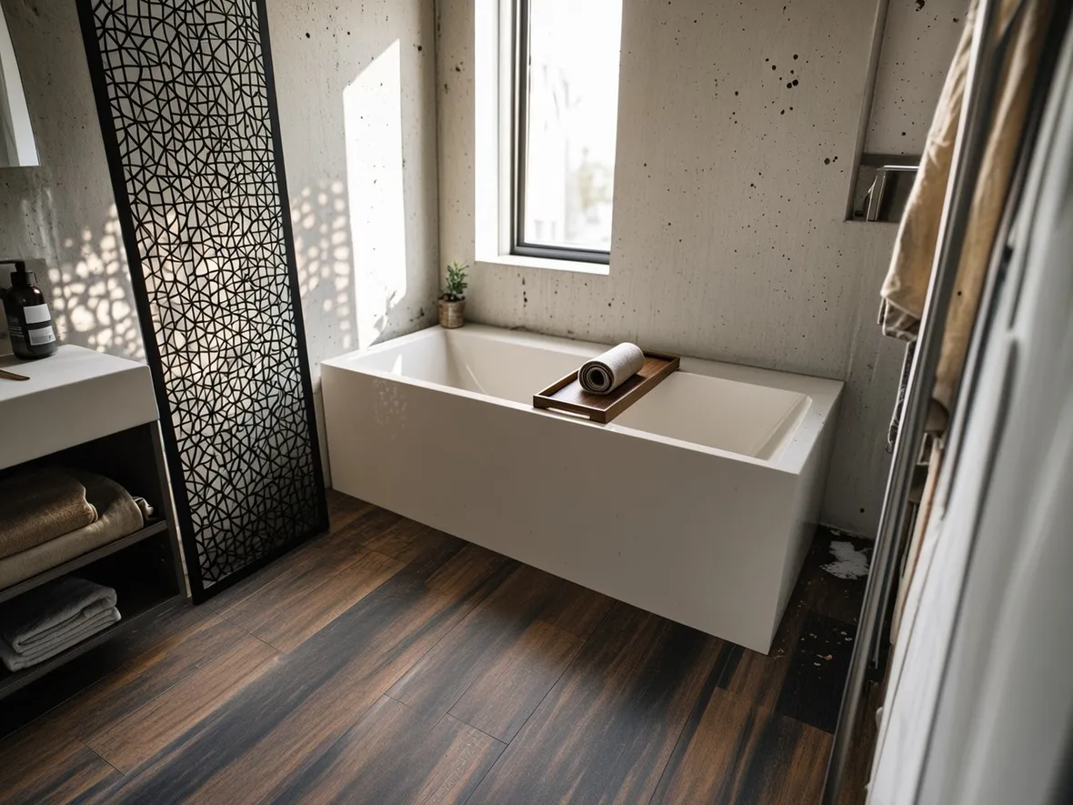 Stanza bagno con parquet laminato