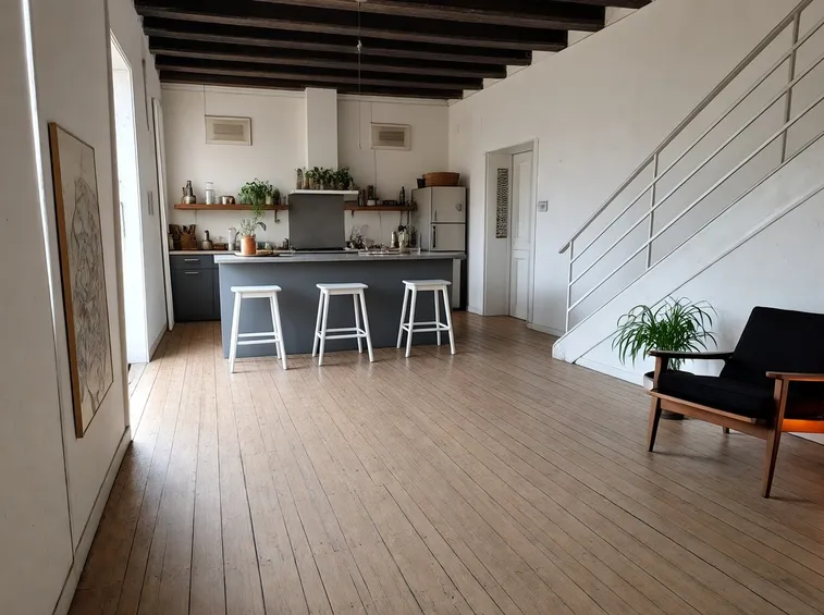 Parquet sbiancato a listoni sottili