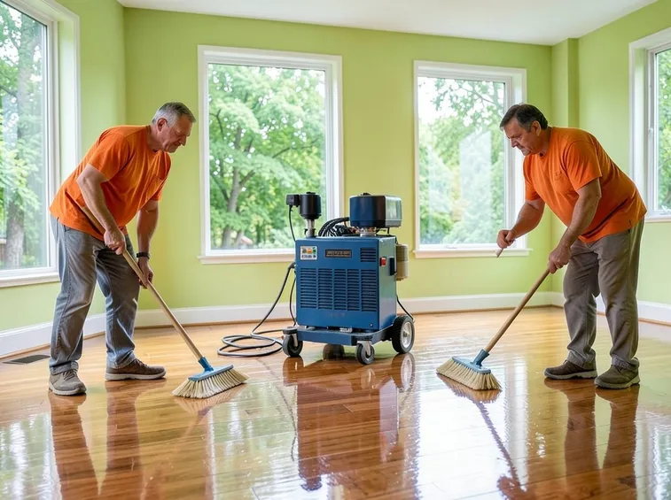 Pulizia del parquet con acqua