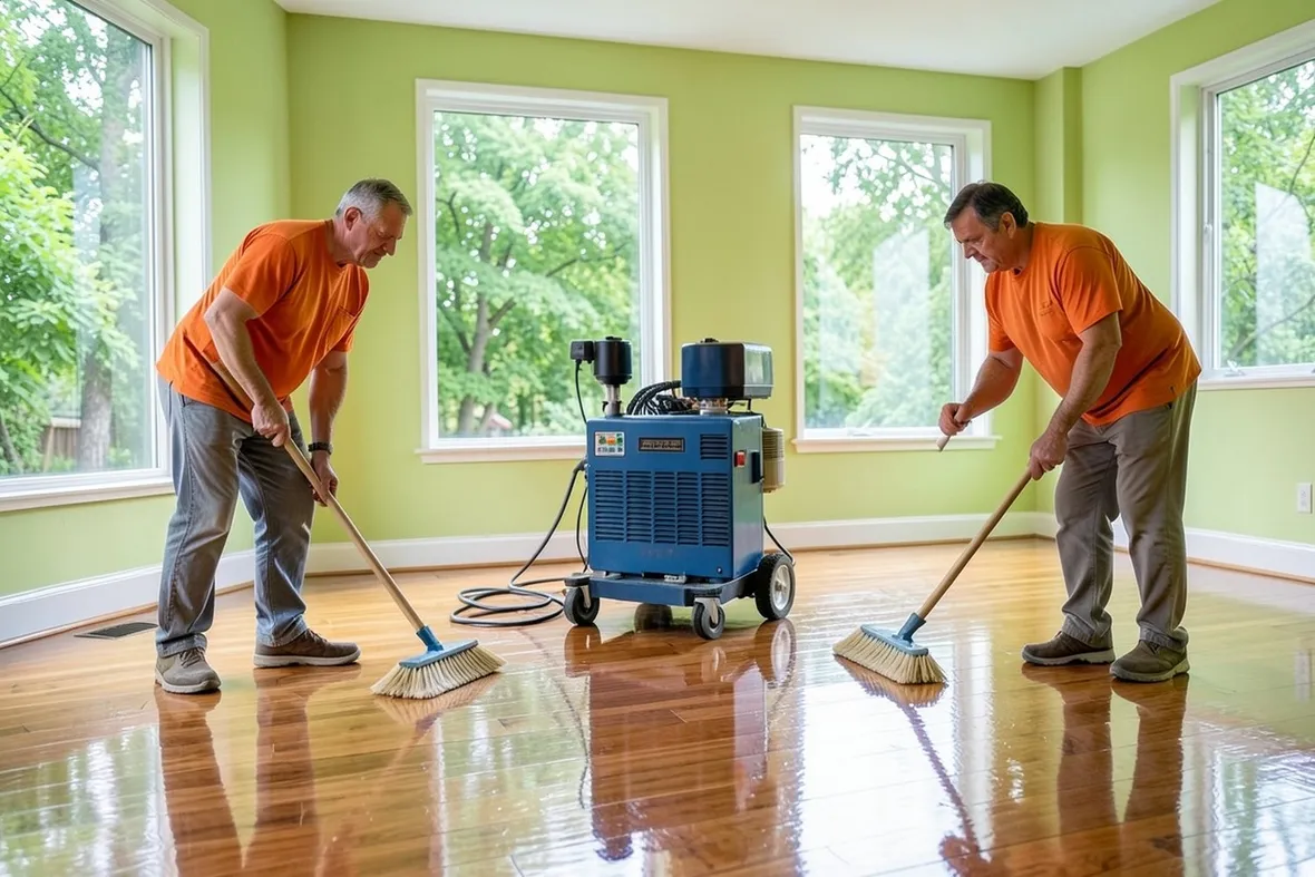 Pulizia del parquet con acqua