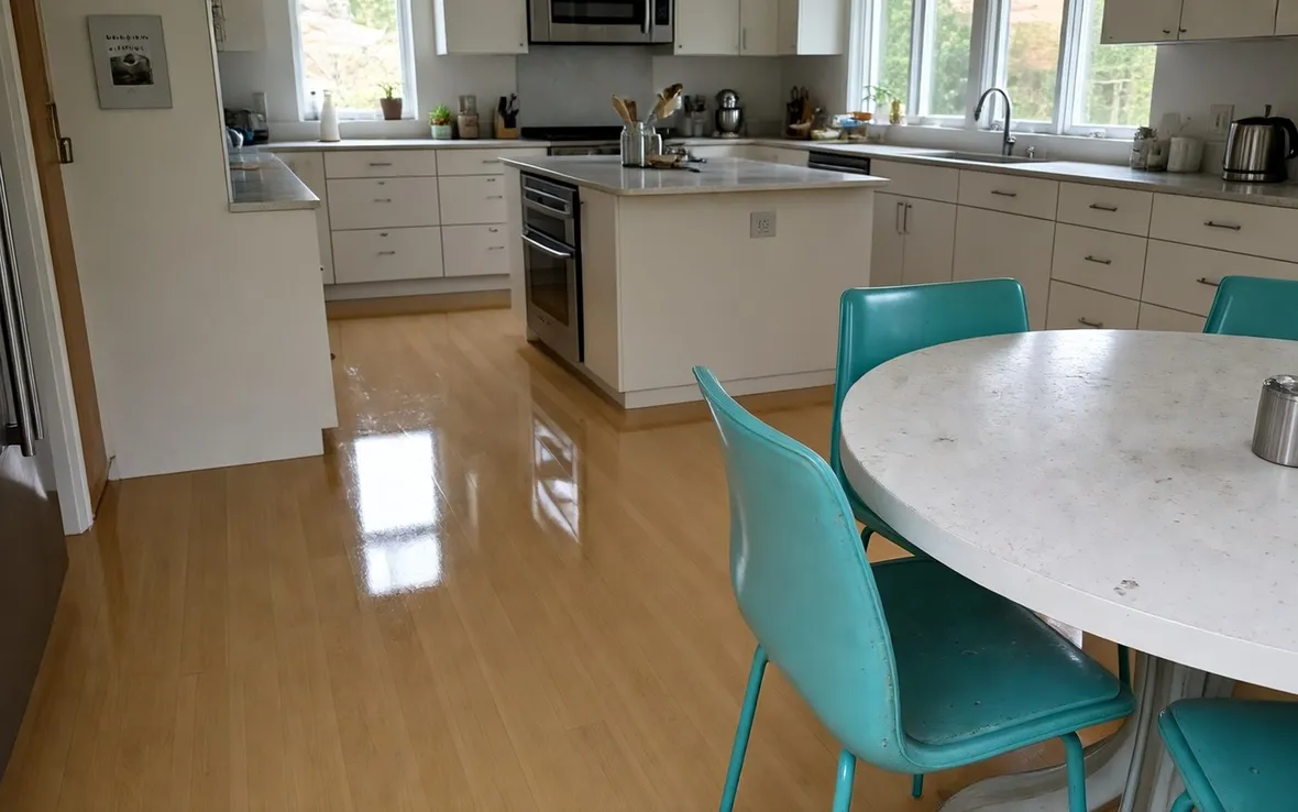 Cucina con pavimento pvc