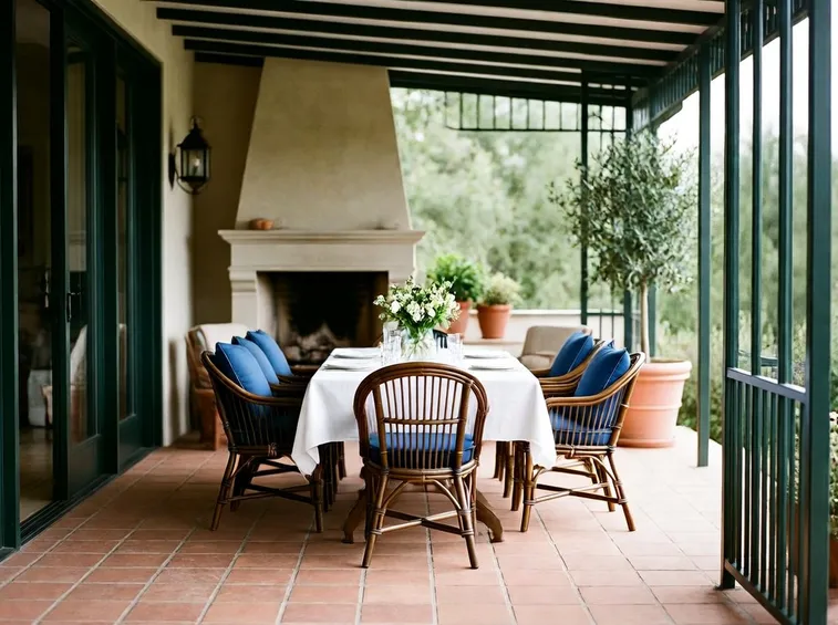 Veranda con pavimentazione in cotto
