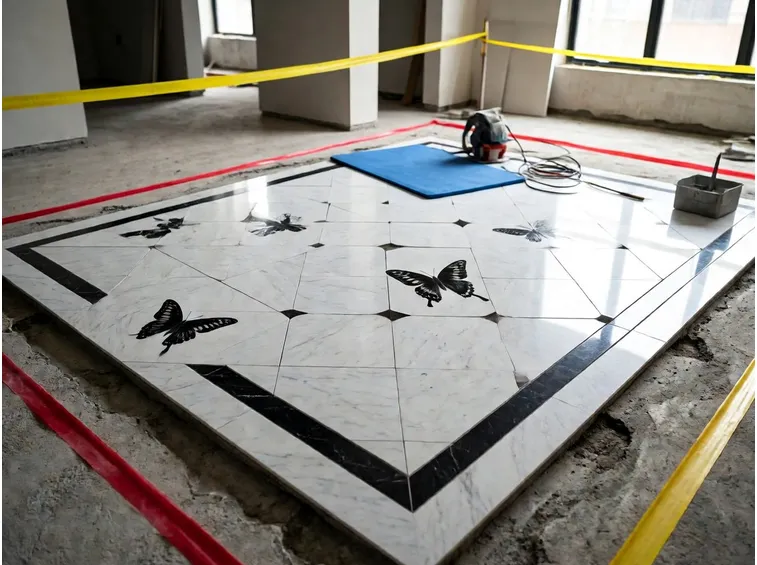 Posa di pavimenti in marmo