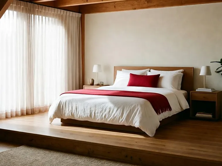 Camera da letto matrimoniale su soppalco in legno
