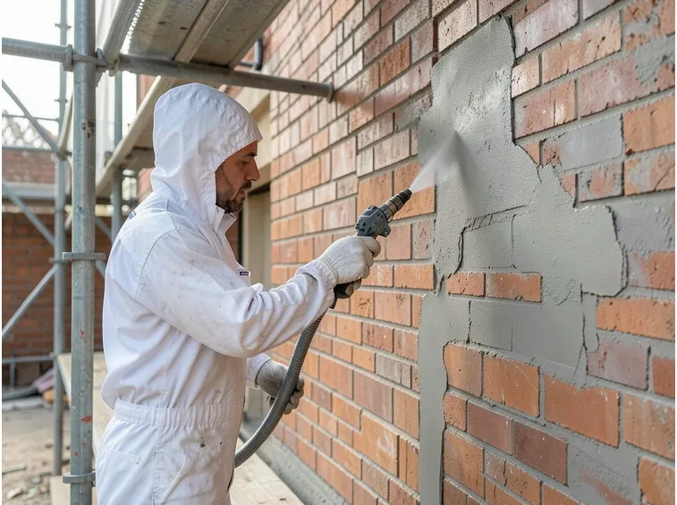 Applicazione con pompa intonaco fonoassorbente