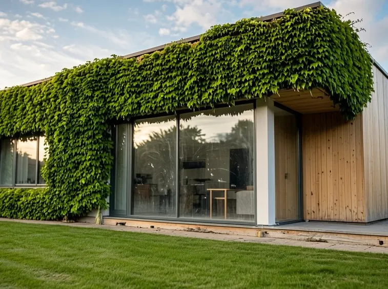 Casa con rivestimenti esterni green