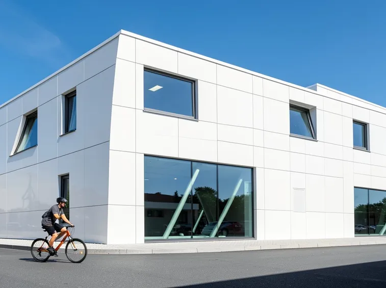 Edificio con rivestimento esterno in corian