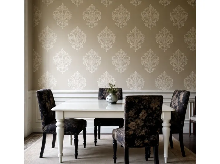 Stencil per pareti con effetto damascato