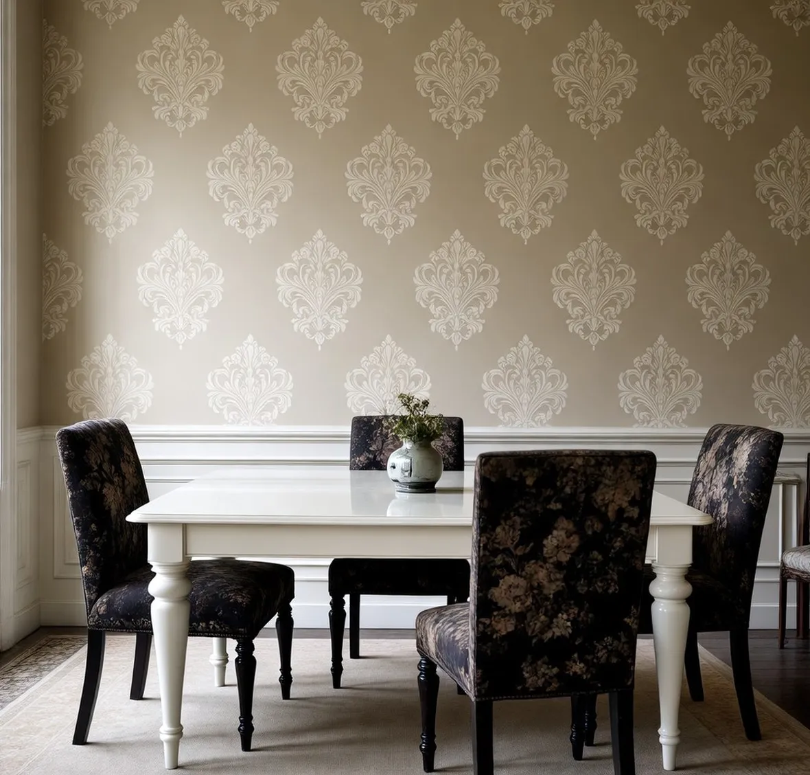 Stencil per pareti con effetto damascato