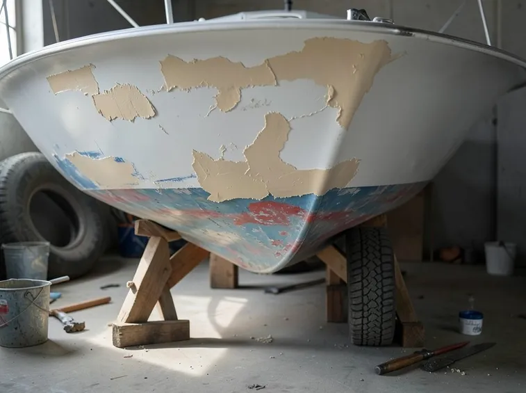 Riparazioni su barca in vetroresina