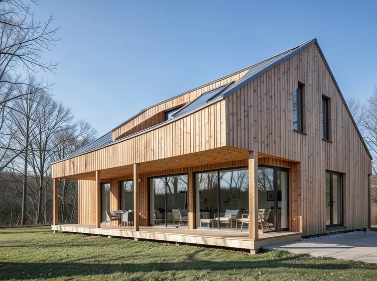 Casa realizzata interamente con legno lamellare