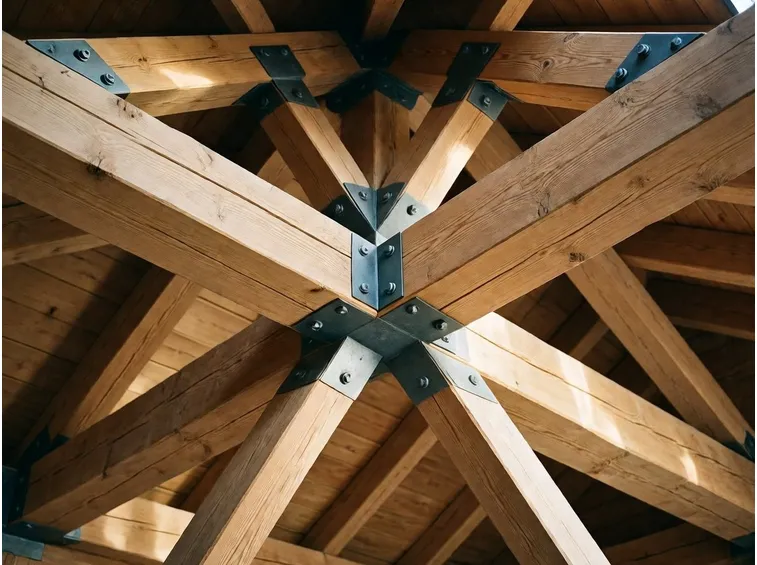 Interno di un tetto in legno