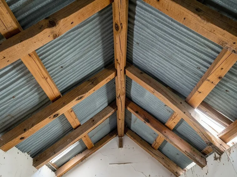 Vecchio tetto in legno