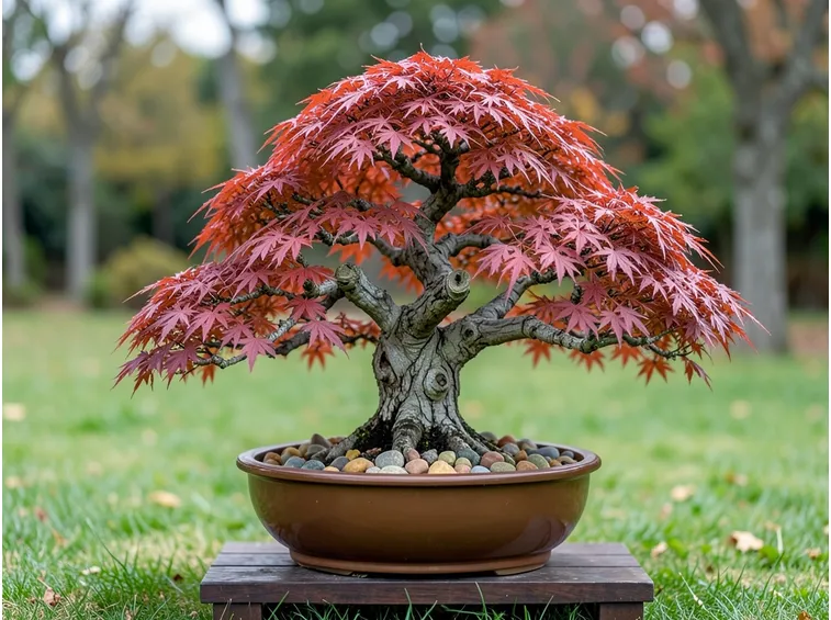 Fogliame autunnale di Bonsai acero