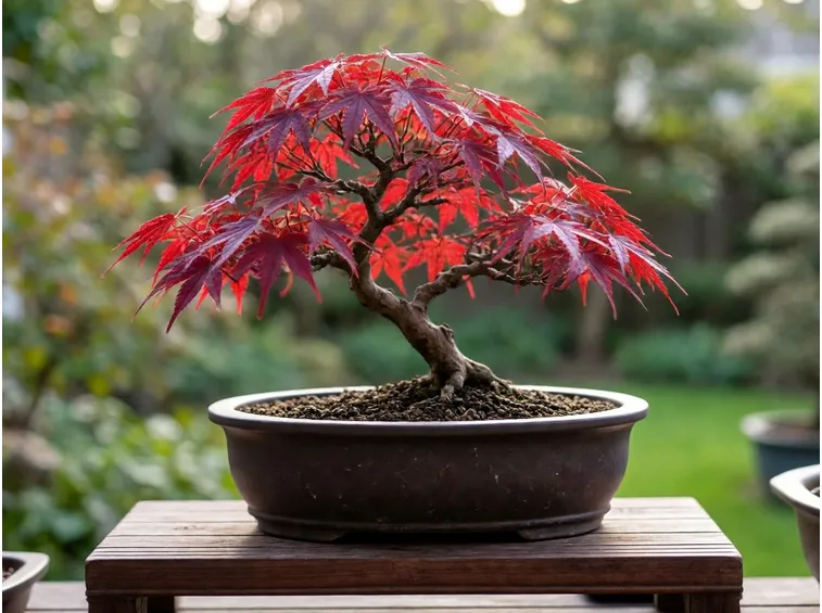 Il Bonsai acero nella stagione autunnale