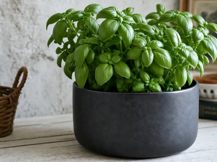 Basilico in vaso