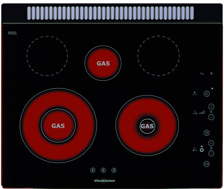 Piano cottura in vetroceramica a gas