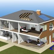 Schema di un'abitazione con impianti a risparmio energetico