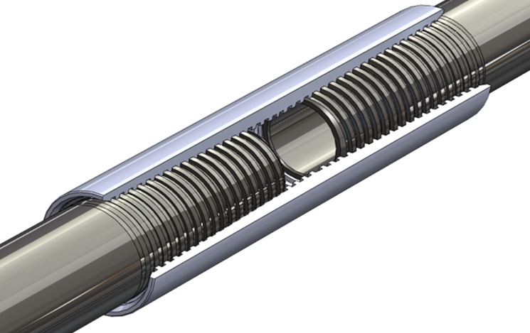 Giunzione tra elementi filettati internamente ed esternamente.