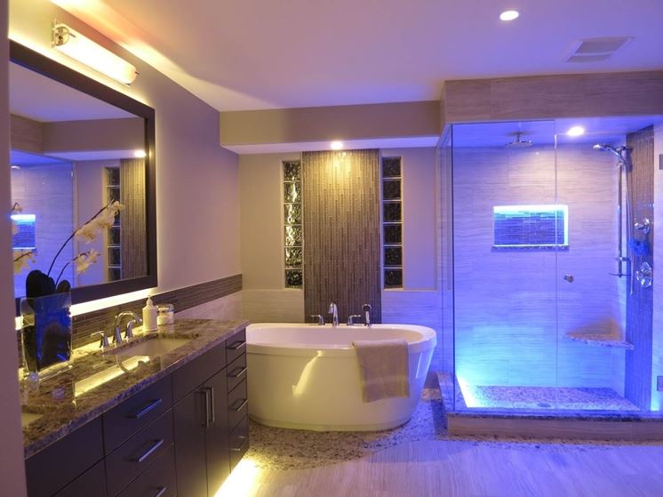 Stanza da bagno illuminata con led