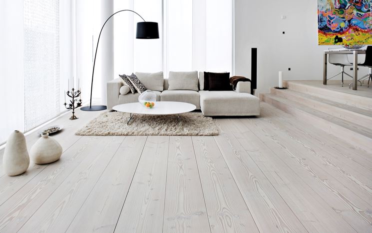 salotto con parquet rovere sbiancato